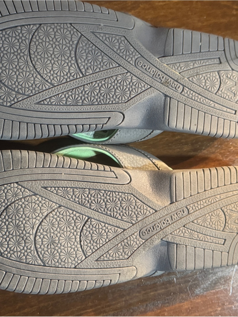 New Balance Women's Neon Green and Gray Thong Sandals - Picture 4 of 5